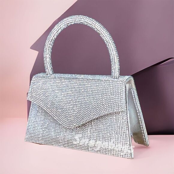NEW HOURGLASS TOP HANDLE CROSSBODY SPARKLING GLITTER BAG WEDDING FORMAL EVENT - Picture 6 of 10